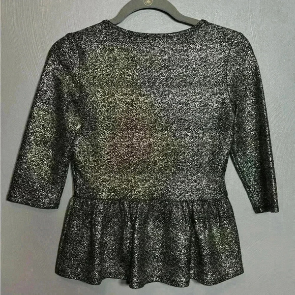 Bar III Women's Peplum Shirt Top Gold Black 3/4 Length Sleeve Flare Waist Size S - Picture 2 of 4